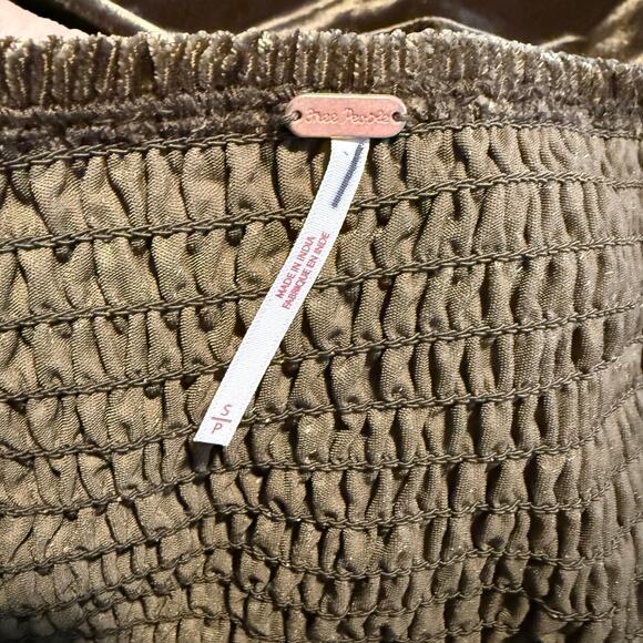 Free People mini dress velvet smocked pleated boho cocktail party Small - Picture 8 of 10